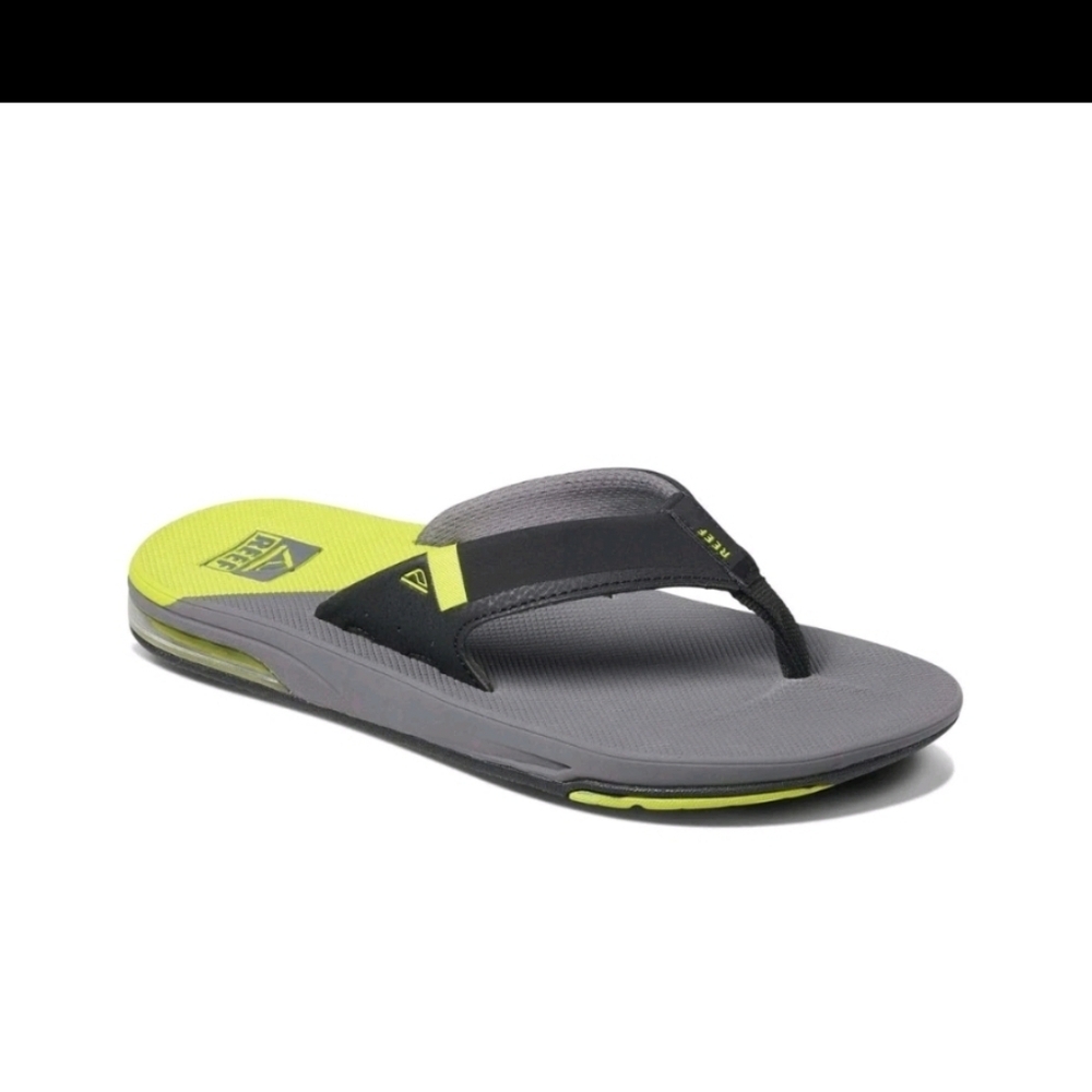 Reef Men's Fanning Bottle Opener Flip Flop Thong Sandal - Gray Lime Low - Picture 3 of 8